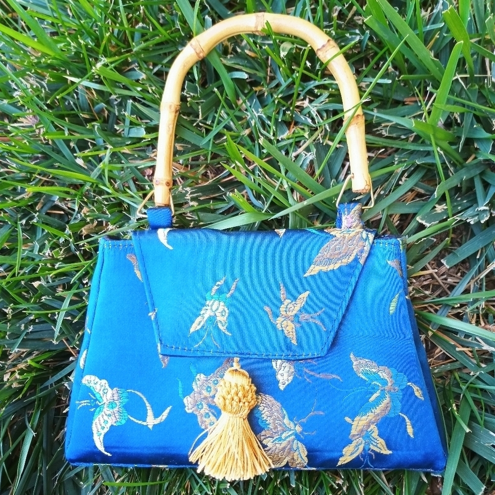Bamboo Tassel Bird Print Mini Handbag